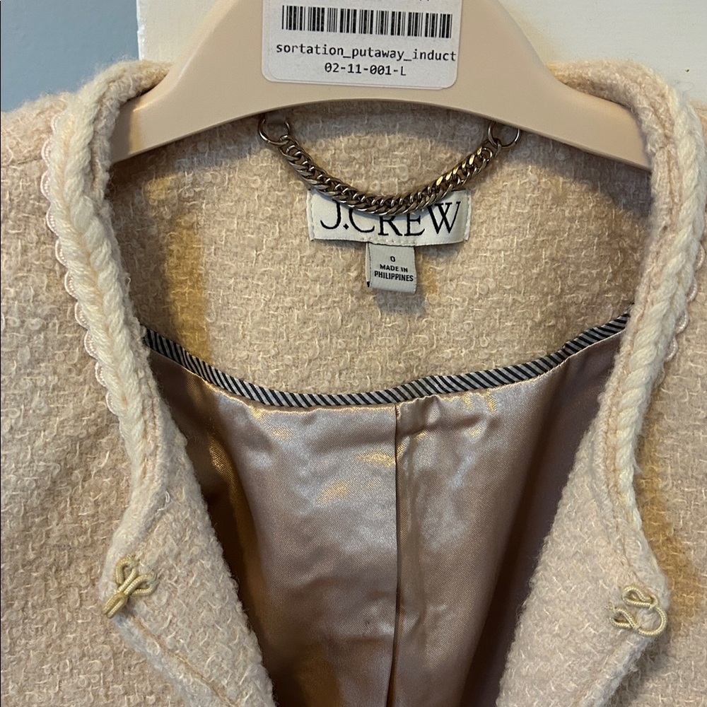 J. Crew Cream Bouclé Open-Front Jacket with Button Pockets - Picture 2 of 3